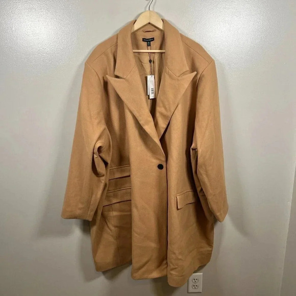 Universal Standard New Tailored Coat Size 3XL Camel Brown Neutral Wool Blend - Picture 1 of 13